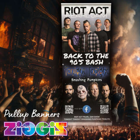 Retractable Pullup Banners for Riot Act Pearl Jam Show and Tonight Tonight - Smashing Pumpkins Tribute