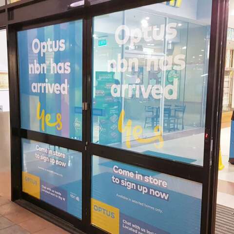 One Way Vision for business premises sliding doors, this time advertising for Optus